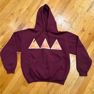 Tri Delta Greek Letters Hoodie - Maroon/Wine- Size M